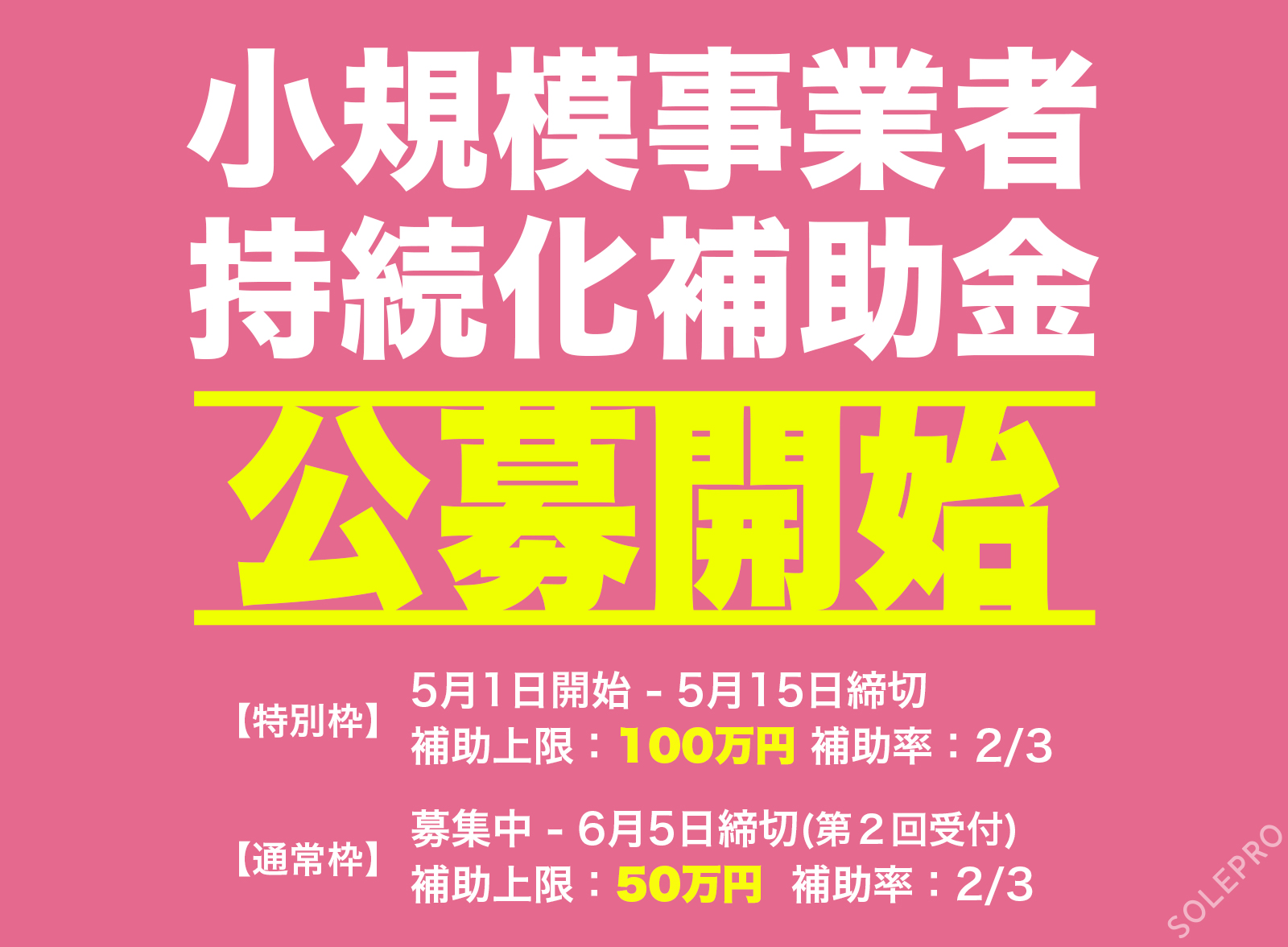 小規模事業者持続化補助金　公募開始されました！　コロナ特別対応も